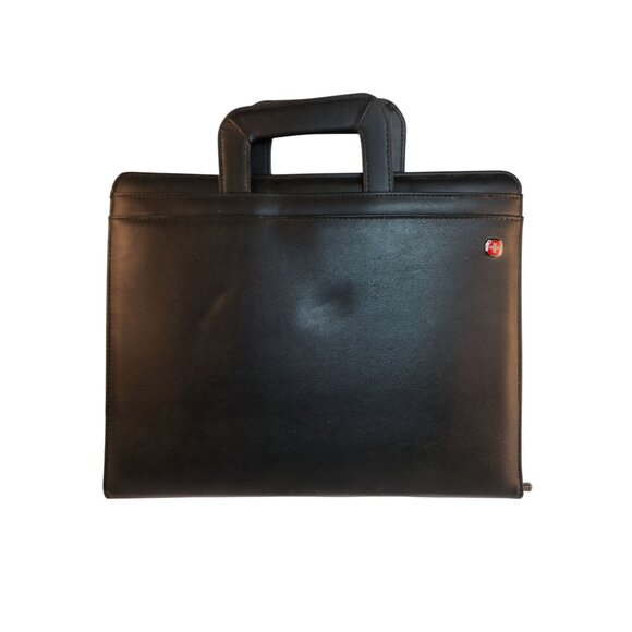 Wenger Slim Black Leather Executive Business Portfolio Briefcase With Zipper Clo - Picture 15 of 16